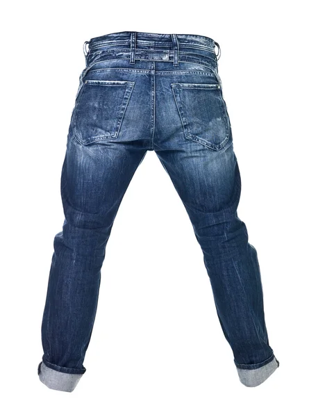 Calça jeans azul desgastada isolada — Fotografia de Stock