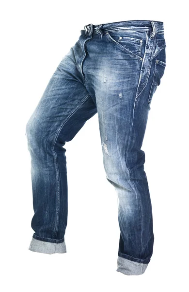 Worn blue jeans isolated — Stock Photo, Image
