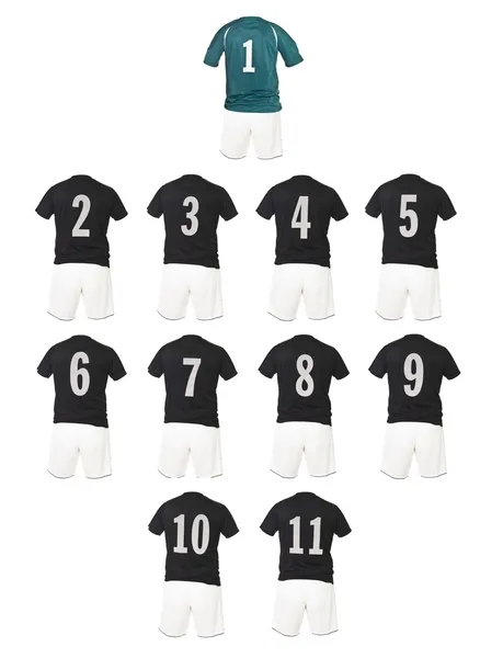 Zwarte team voetbalshirts — Stockfoto