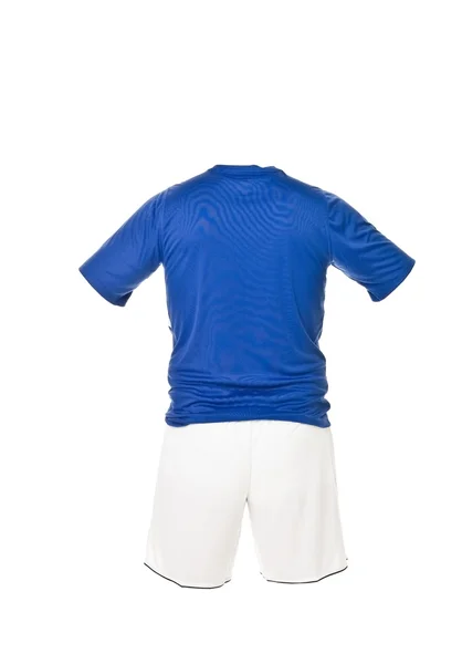 Camisa de futebol azul com shorts brancos — Fotografia de Stock