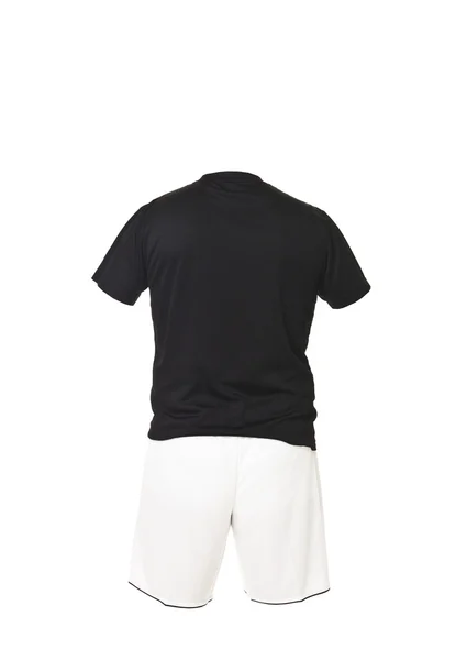 Camisa de fútbol negra con pantalones cortos blancos —  Fotos de Stock
