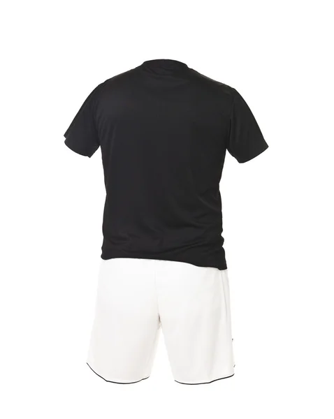 Camisa de fútbol negra con pantalones cortos blancos — Foto de Stock