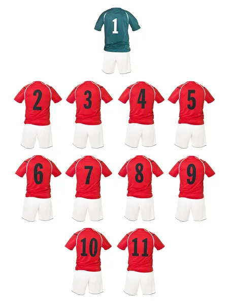 Czerwona piłka nożna koszulki drużyny — Zdjęcie stockowe