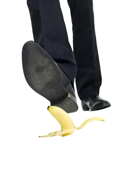 Banana peel slip — Stock Photo, Image