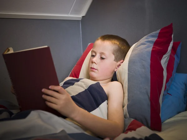 Giovane ragazzo che legge un libro — Foto Stock