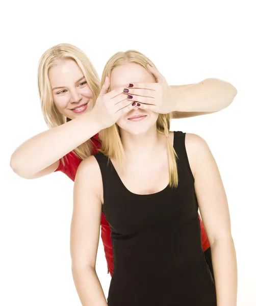 Meninas jogando Peek-a-boo — Fotografia de Stock