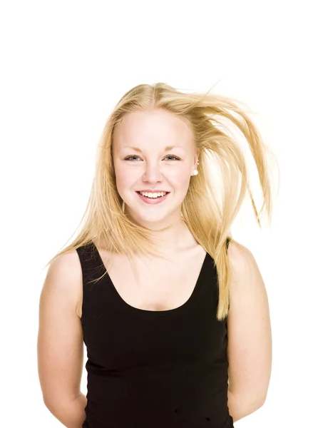 Mädchen mit windigen Haaren — Stockfoto