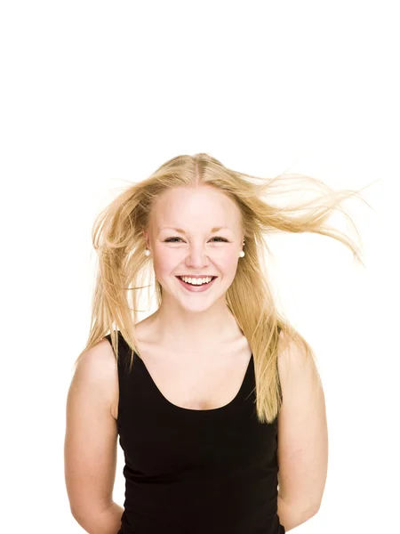 Ragazza con i capelli ventosi — Foto Stock