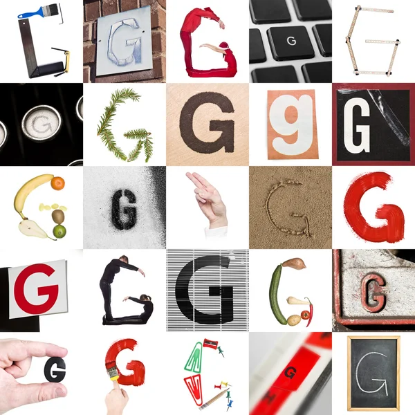 Коллаж буквы G — стоковое фото