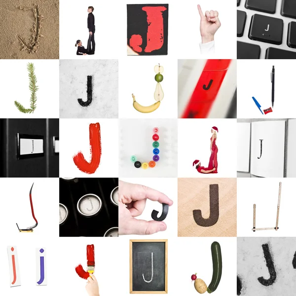 字母 j 的抽象拼贴画 — 图库照片