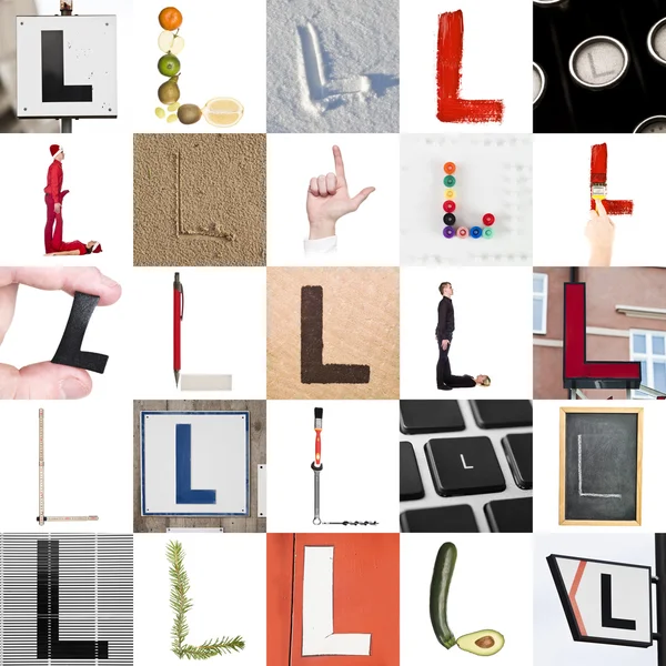 Collage av bokstaven l — Stockfoto