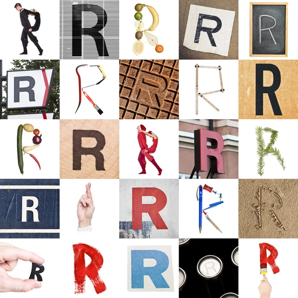 Коллаж буквы R — стоковое фото