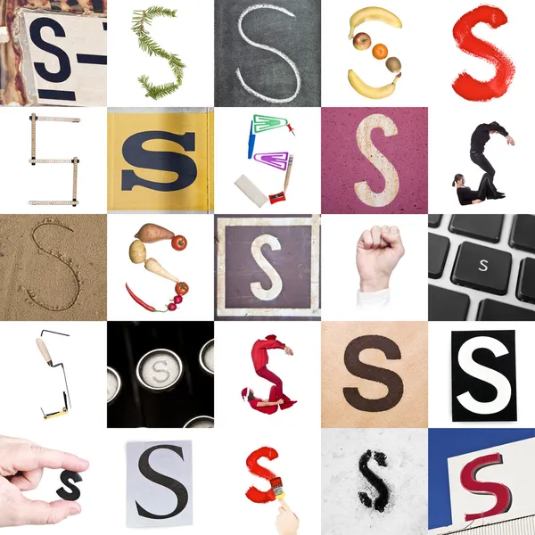 Collage av bokstaven s — 图库照片