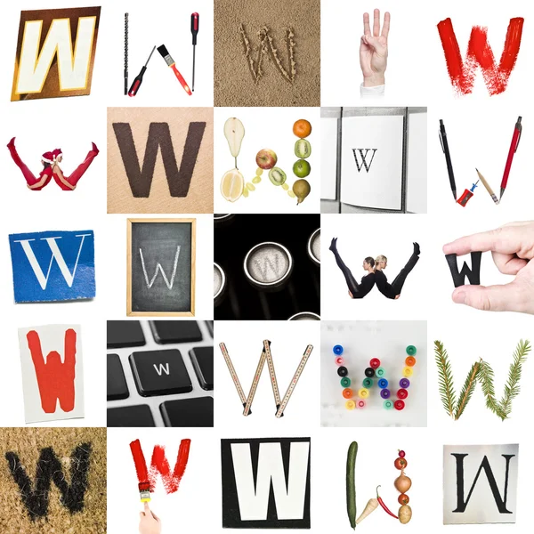 字母 w 的抽象拼贴画 — 图库照片