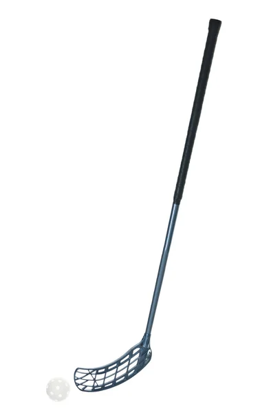 Floorball stick and ball — Stock Photo, Image