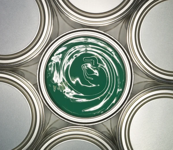 Grüne Farbdose — Stockfoto