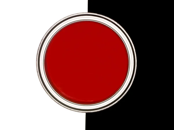Rode Verf Kan Zwarte Witte Achtergrond — Stockfoto