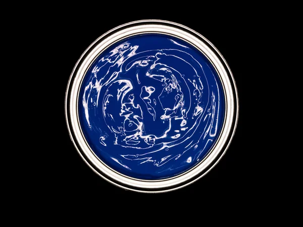 Siyah Arka Planda Olabilir Yukarıdaki Mavi Boya — Stok fotoğraf