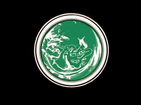 Grön Färg Kan Från Ovan Svart Bakgrund — Stockfoto