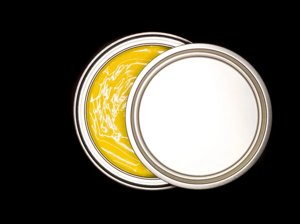 Gele verf kan van bovenaf — Stockfoto