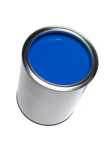 青いペンキ缶 — ストック写真
