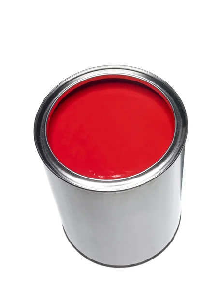 Lata Pintura Roja Aislada Sobre Fondo Blanco — Foto de Stock
