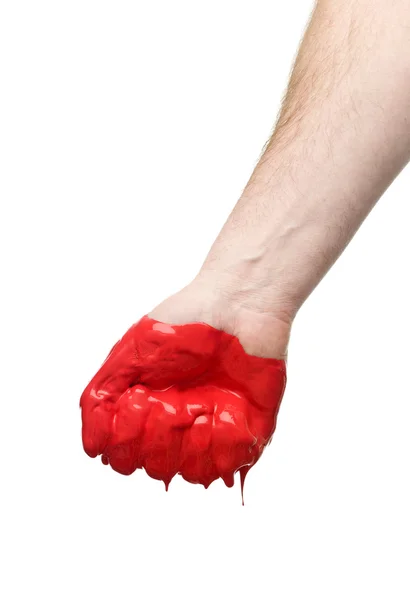 Red painted fist — Stock Photo, Image