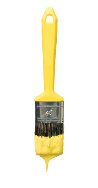 Yellow Paintbrush Isolated White Background — Stock Photo, Image