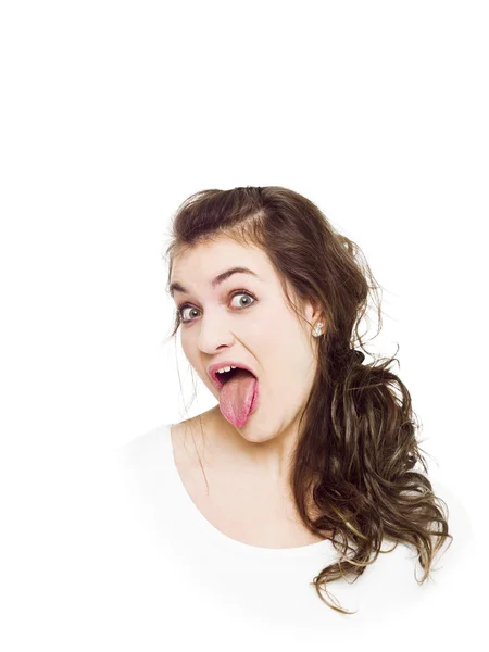 Young Happy Woman White Background — Stock Photo, Image
