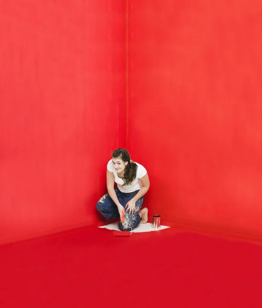 Girl Has Painted Herself Corner — Stock Photo, Image