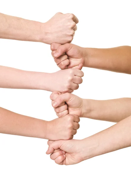 Grupo Mãos Isoladas Branco — Fotografia de Stock