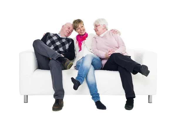 Starsze pary w sofę — Zdjęcie stockowe