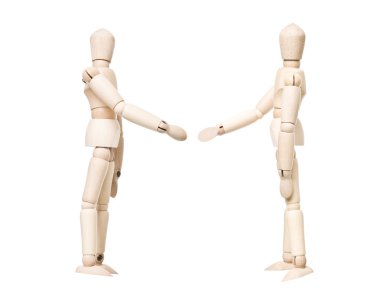 Drawing dolls make a handshake clipart