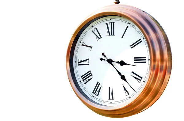 Relógio de cobre sobre fundo branco — Fotografia de Stock