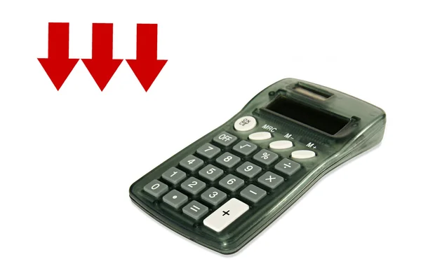 Kalkulator z czerwonymi strzałkami — Zdjęcie stockowe