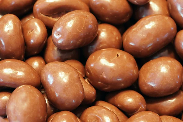 Mandeln Mit Milchschokolade Überzogen Süßer Makroschuss — Stockfoto