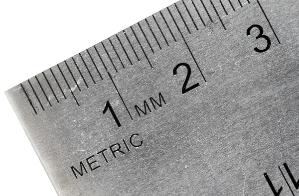 Régua de aço inoxidável métrica — Fotografia de Stock