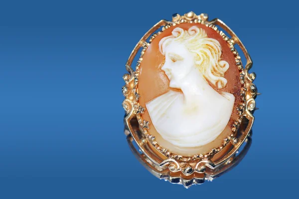 stock image Antique cameo on blue