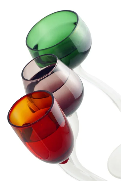 3 つの着色されたカクテル グラス — ストック写真