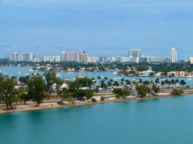 Eagle eye view of Miami port clipart