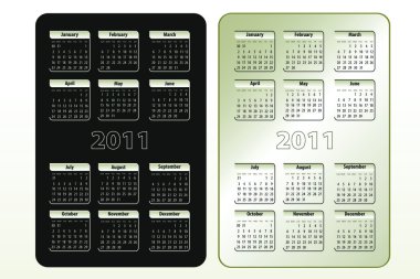 Two calendar designs for 2011 (sun-sat) clipart