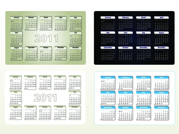 Four designs of calendar for 2011 (sun-sat) — Stock Vector