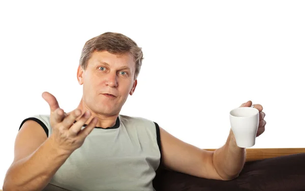 Volwassen Man Met Een Kopje Koffie — Stockfoto