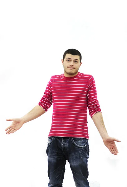 Young Man Confused Isolated White — Stock Photo, Image