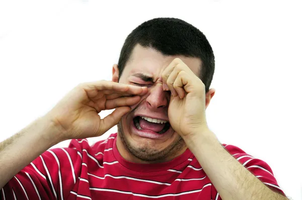 Man Crying Isolated White — Stock Photo, Image