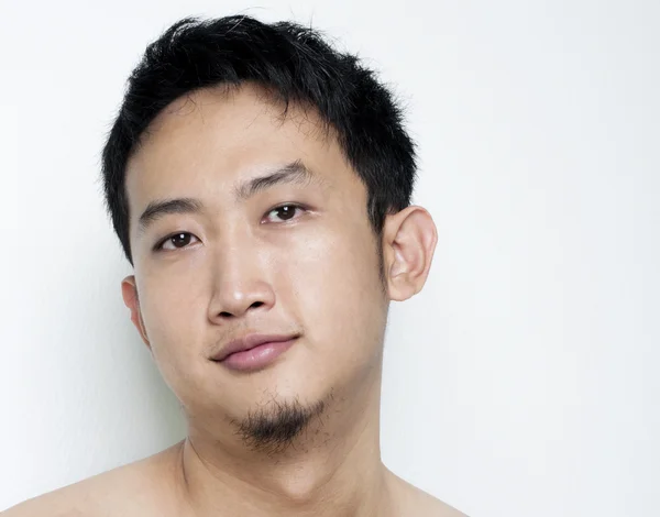 Pan Asijské Mužský Portrét Jednoduché Pozadí — Stock fotografie