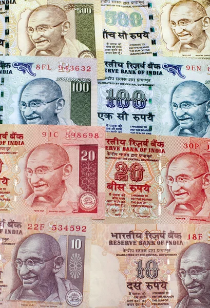 Ινδική Ρουπία Χαρτονομίσματα Φόντο — Φωτογραφία Αρχείου