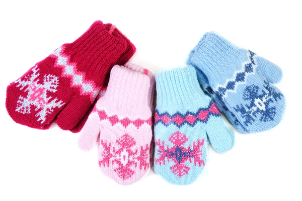 Baby knitted mittens with pattern — Stock Photo, Image