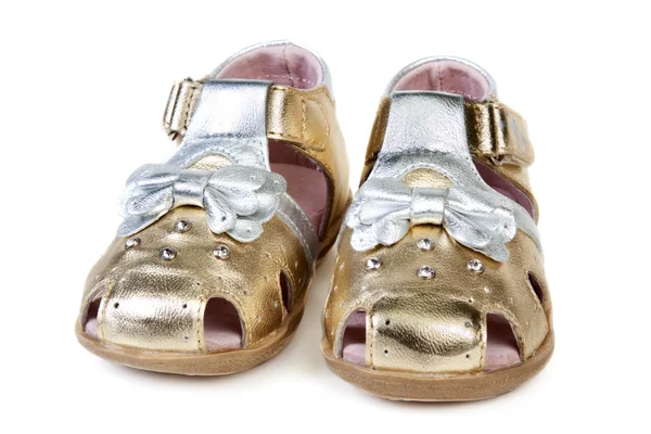 Golden baby sandals — Stock Photo, Image