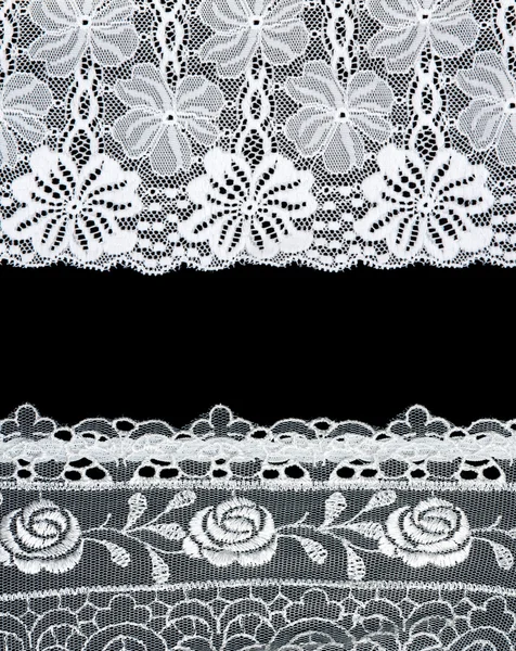 Renda decorativa com padrão no fundo preto — Fotografia de Stock